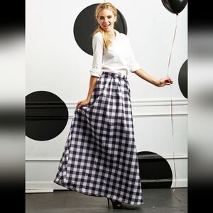 Classic Black and White Checkered Maxi Skirt
